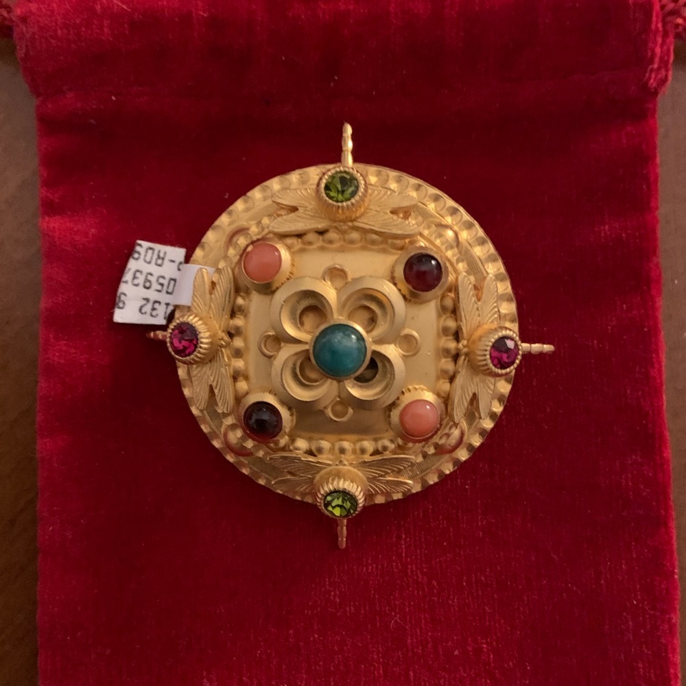 Natasha Stambouli Gold Plated Precious Stone Pin